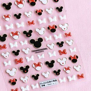 Mickey Mouse and Minnie Mouse Head Silhouette Themed Nail Art Stickers/Decals
